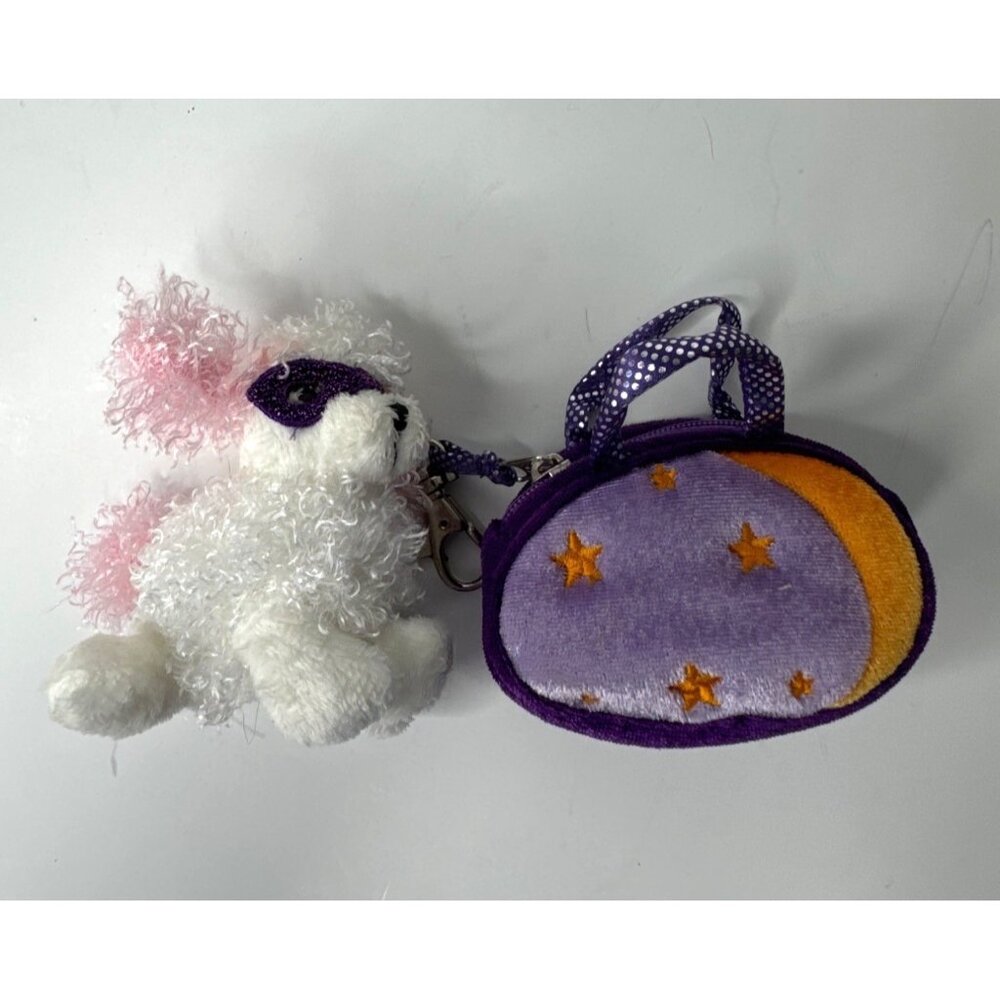 Aurora Plush Poodle Keychain With Purple Starry Bag & Clip